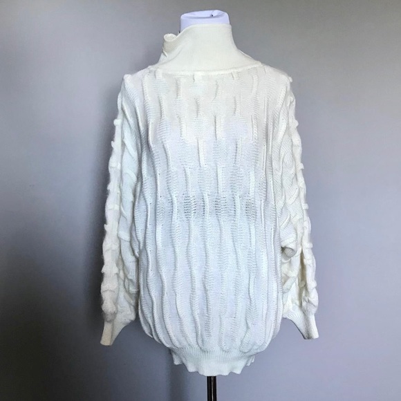 Ivory Angora Blend Ruched Batwing Sweater - Picture 6 of 6